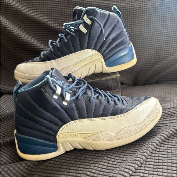 Air Jordan 12 Retro Indigo 2020 Midnight Blue and Cream Sneakers